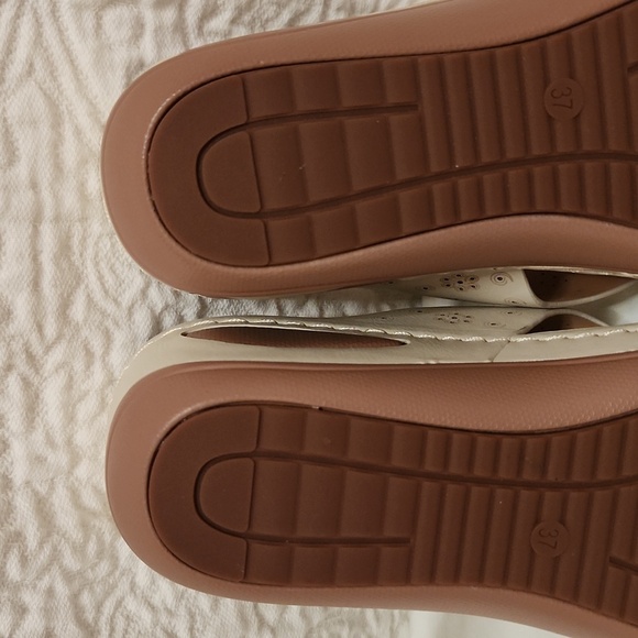 New!Light beige flower wedge flip flop arch support thong sandal off white ivory - Picture 9 of 11